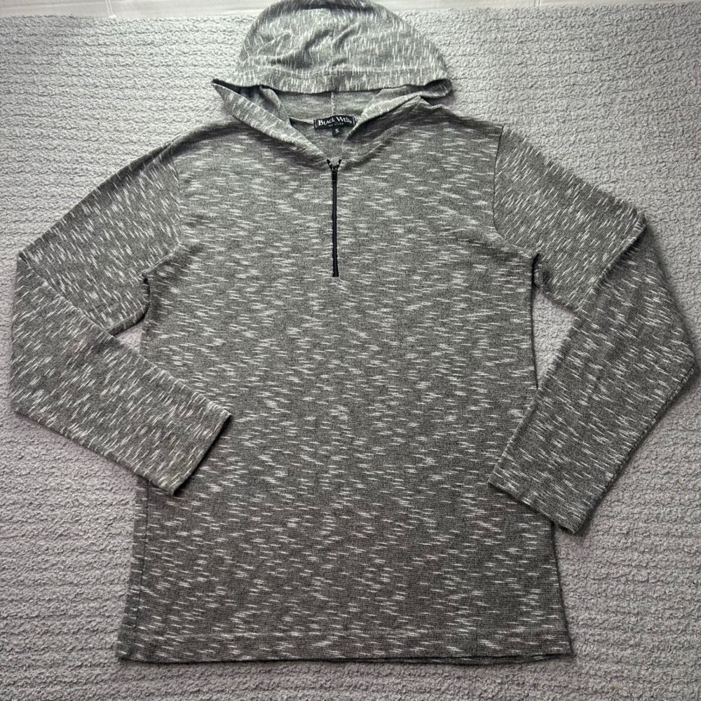 Black Web Hoodie Quarter Zip Space Dye Grey Small Streetwear Gorpcore Casual